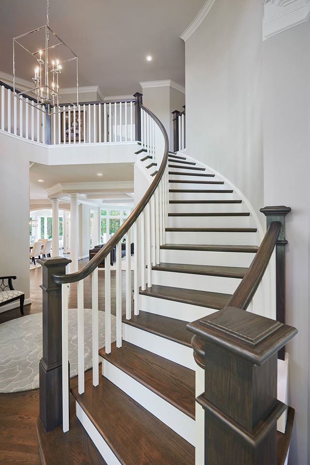 This showcases a completed loudoun stairs project within a home in northern virginia. This showcases the rails that they handmade. 