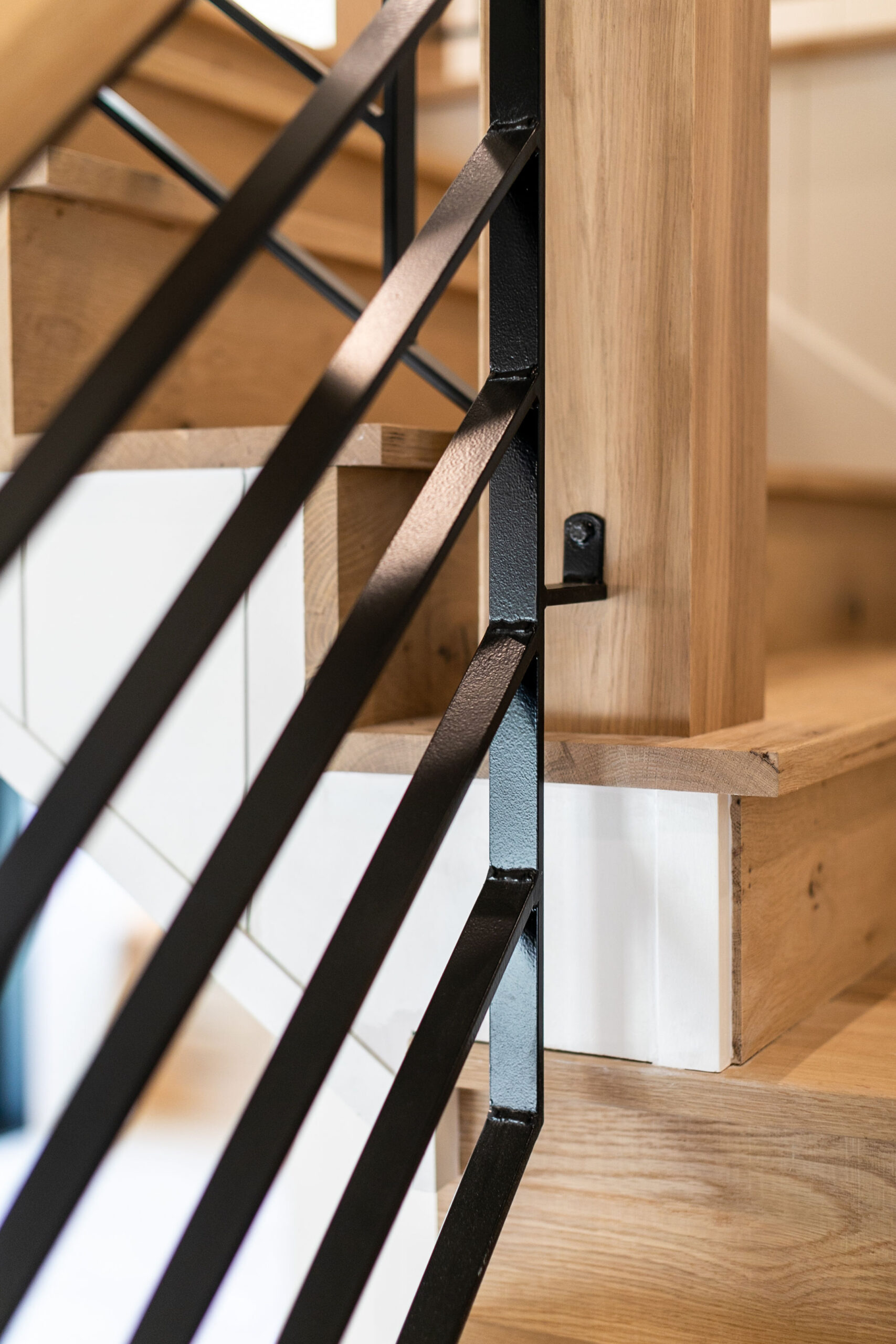 This showcases a completed loudoun stairs project within a home in northern virginia. This showcases the metal fabrication that loudoun stairs did in their shop. 