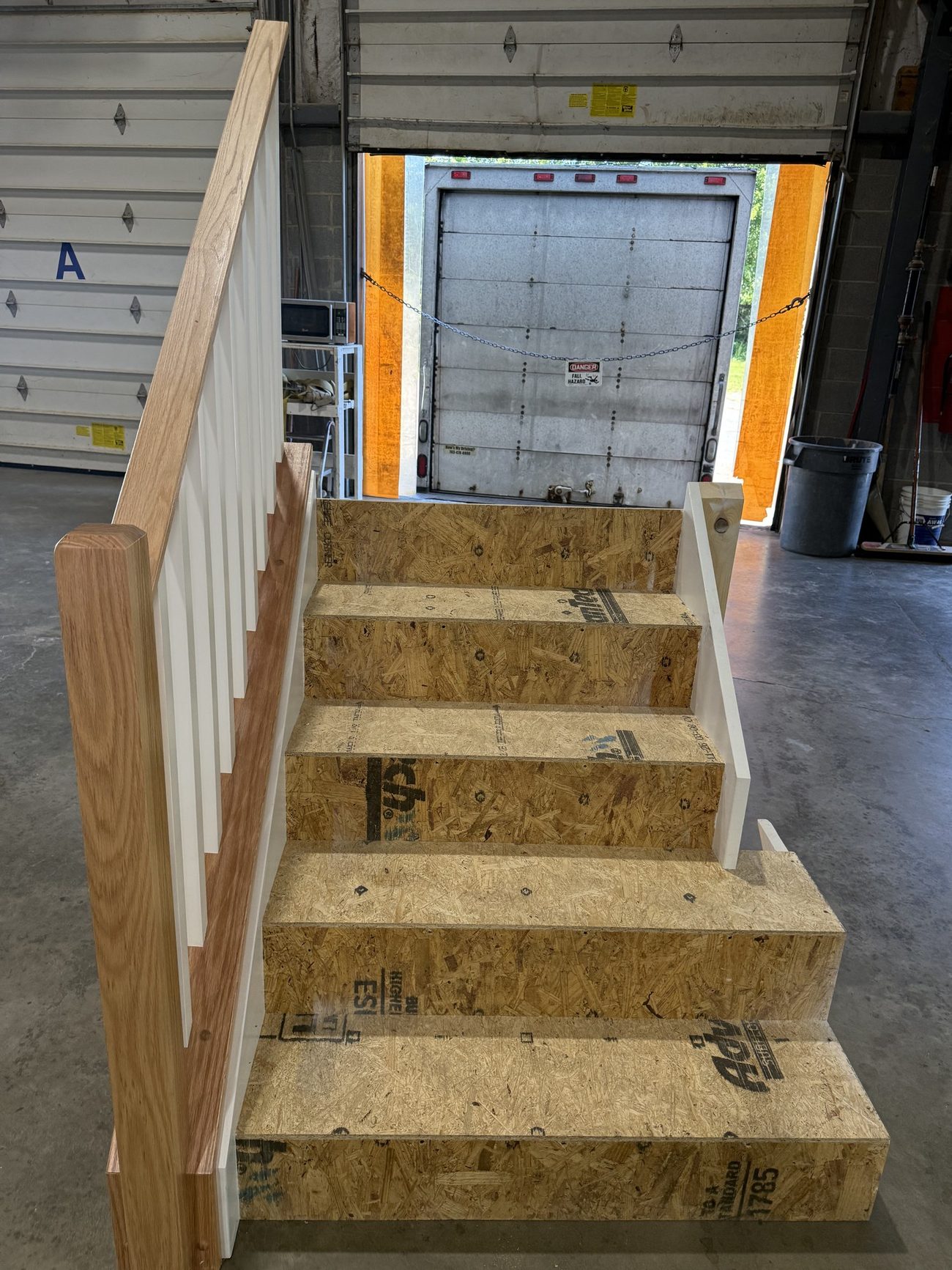 Apex staircase at rough-in, before the treads are capped